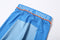 a close up of a pair of blue and orange pants