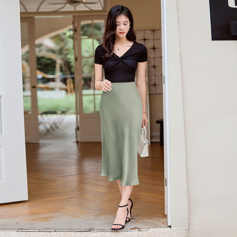 Women's Glossy Slimming Silk  Skirt