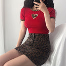Leopard Print Slimming Sheath Retro A- Line Skirt