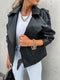 Women PU Leather Top Coat Jacket